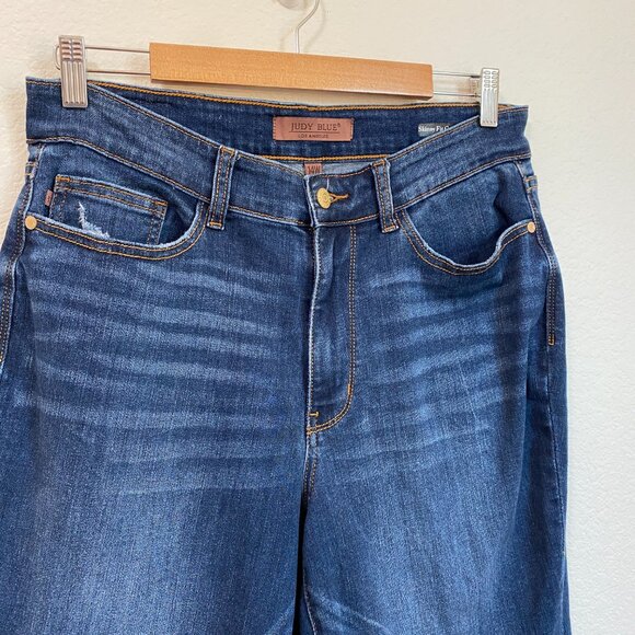 Judy Blue Dark Wash Skinny Fit Capri Stretch Jeans 14W - Picture 2 of 8